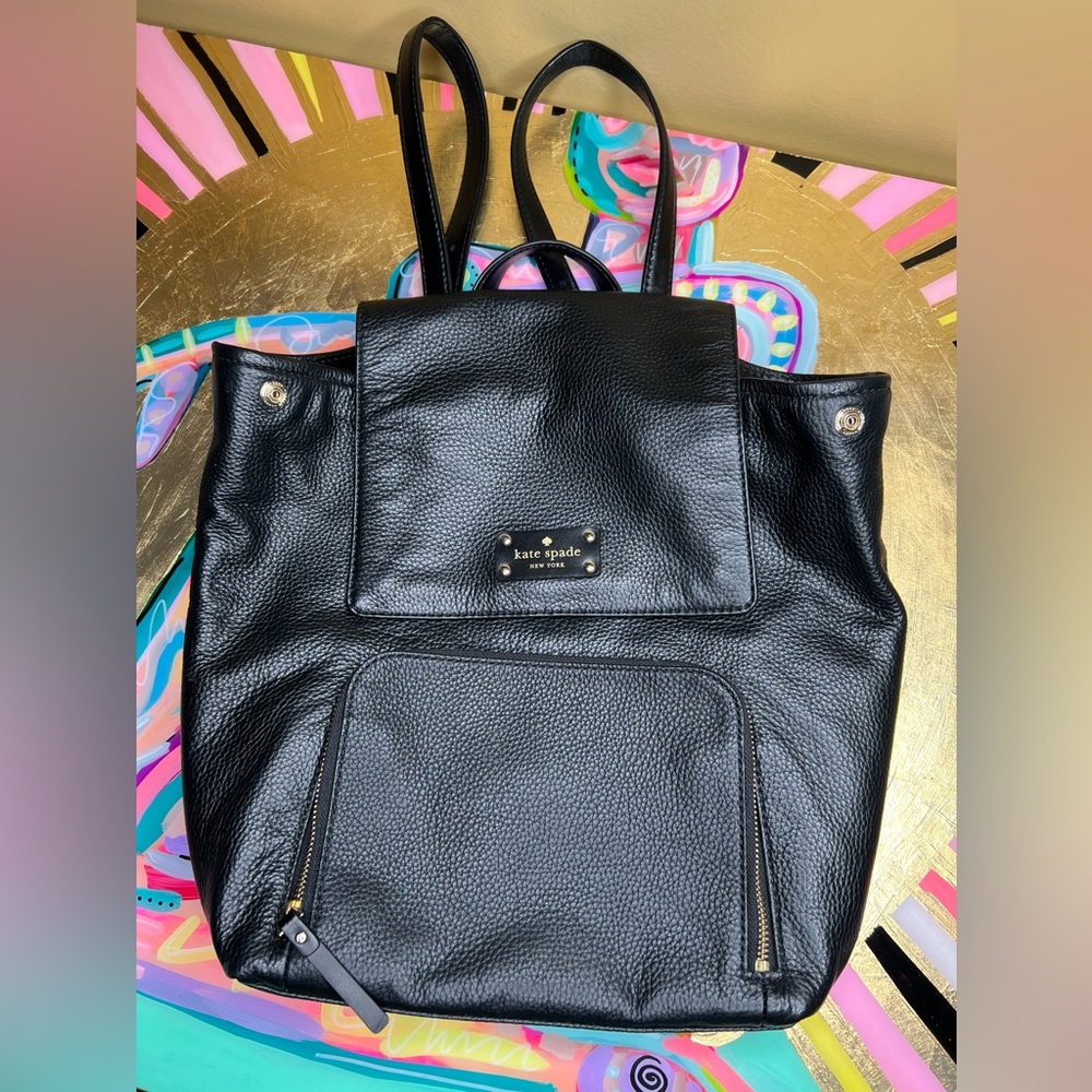 Kate Spade black leather backpack